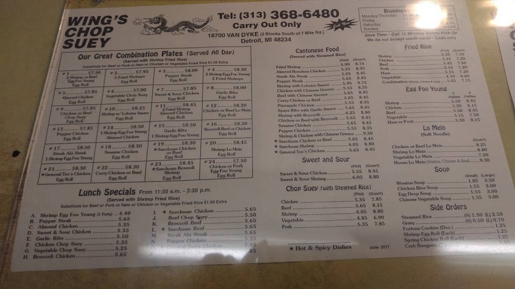 Wings Chop Suey Chinese Food Restaurant | restaurant | 18700 Van Dyke Ave, Detroit, MI 48234, USA | 3133686480 OR +1 313-368-6480