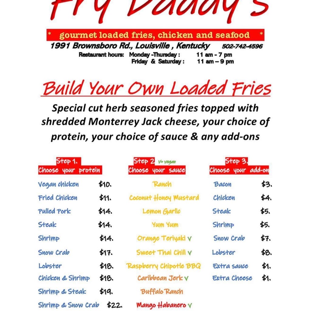 Fry Daddy’s | restaurant | 1991 Brownsboro Rd, Louisville, KY 40206, USA | 5027424596 OR +1 502-742-4596