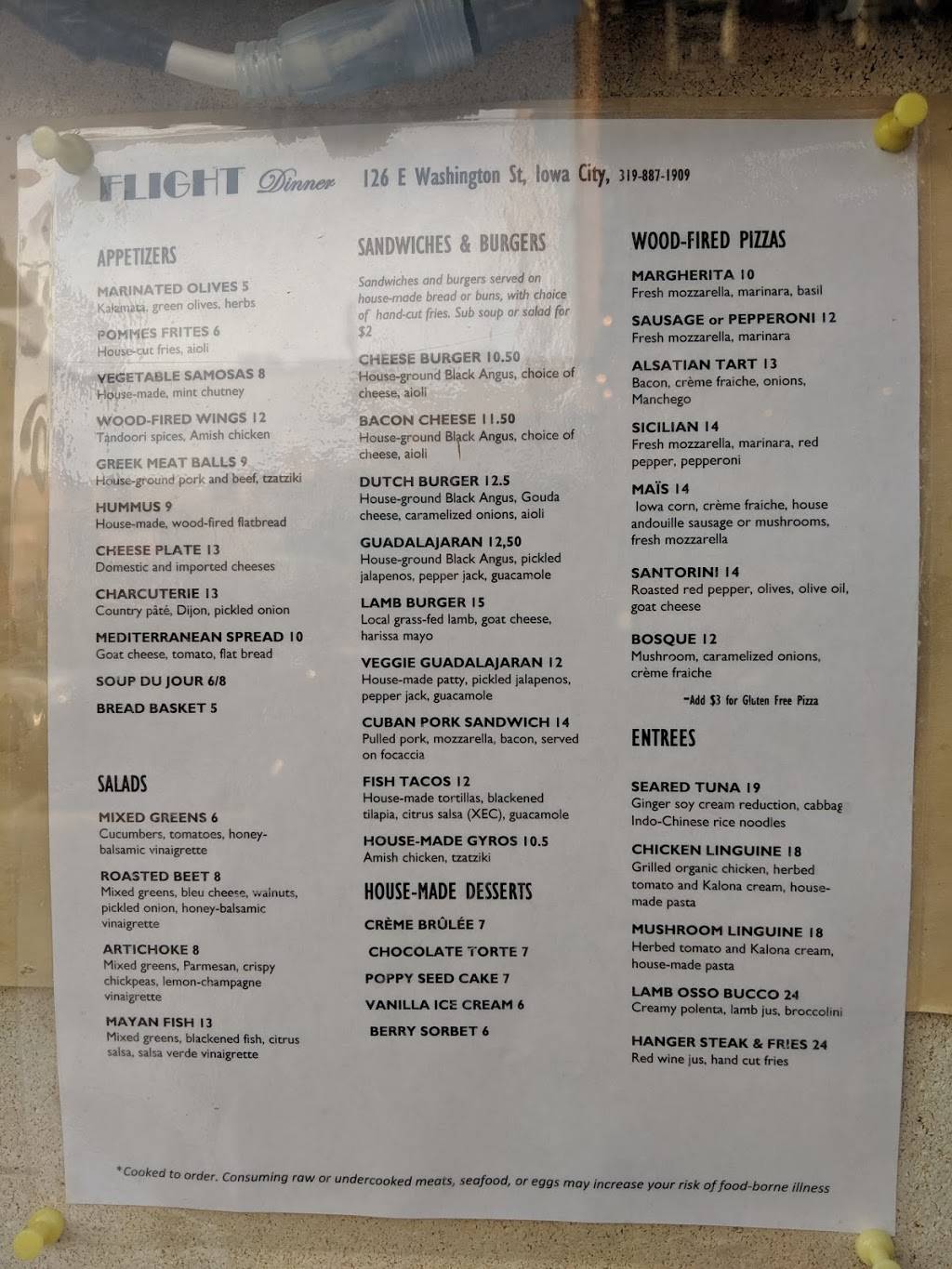 Flight | restaurant | 124 1/2 E Washington St, Iowa City, IA 52240, USA | 3198871909 OR +1 319-887-1909