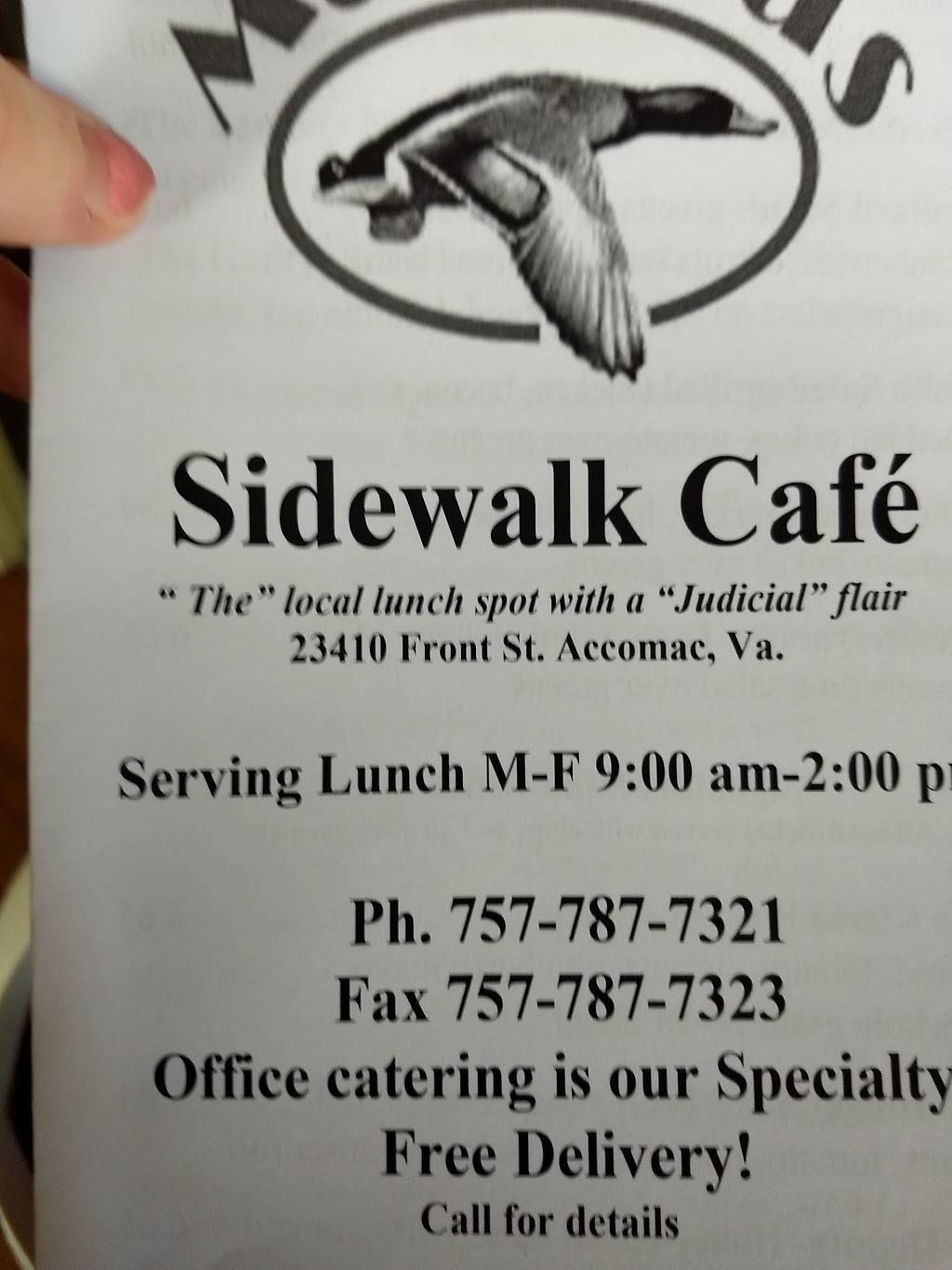 Mallards Sidewalk Cafe | restaurant | 23410 Front St, Accomac, VA 23301, USA | 7577877321 OR +1 757-787-7321