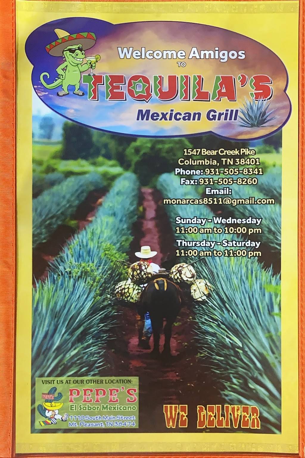 Tequilas Mexican Grill | restaurant | 1547 Bear Creek Pike Suite D, Columbia, TN 38401, USA | 9315058341 OR +1 931-505-8341