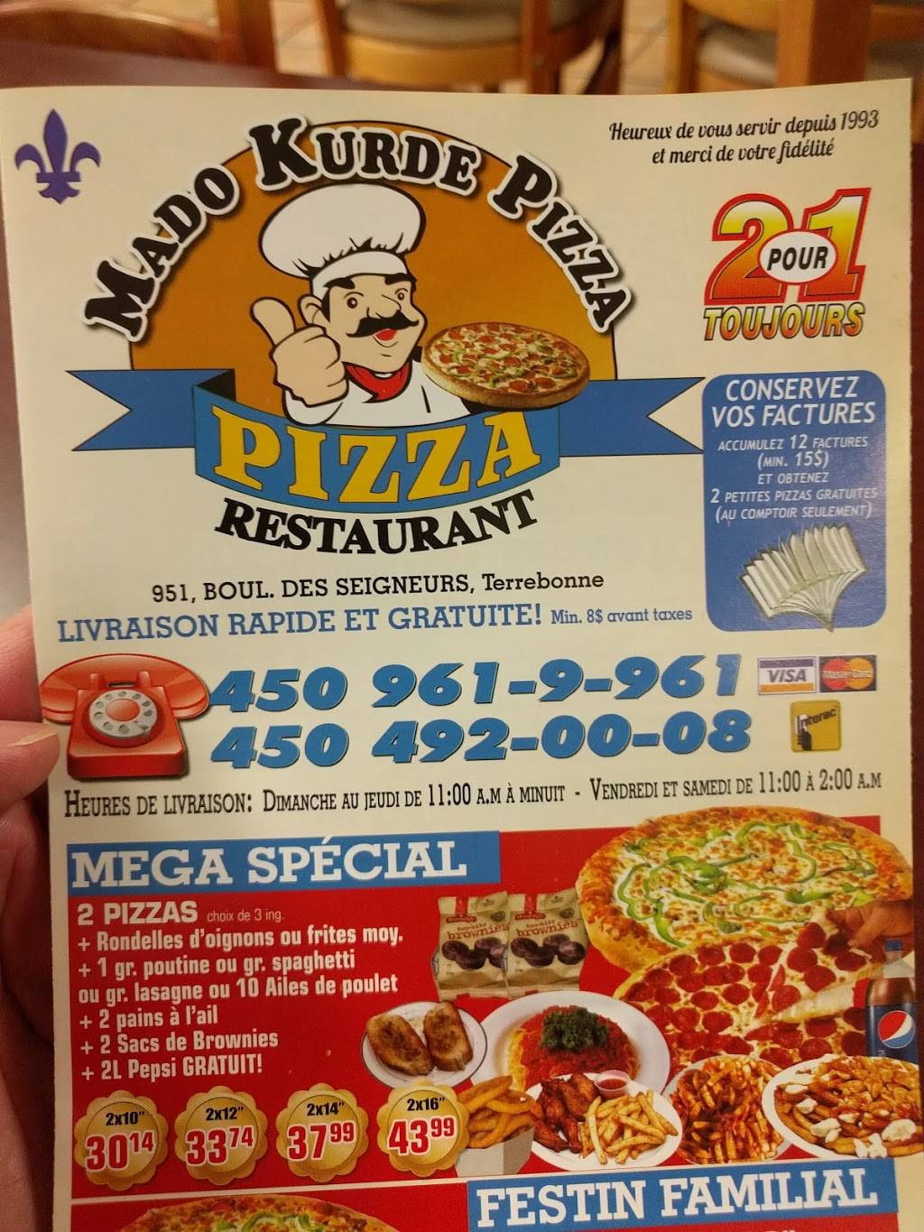 Kurde Pizza | restaurant | 951 Boulevard des Seigneurs, Terrebonne, QC J6W 3W5, Canada | 4509614961 OR +1 450-961-4961