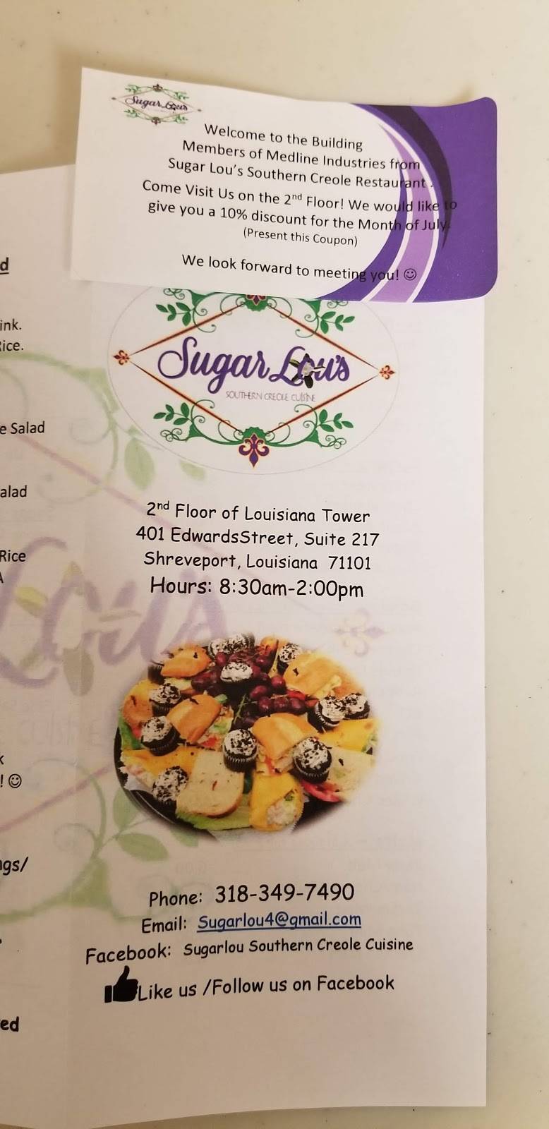 Sugar Lous Southern Creole Cuisine | restaurant | 401 Edwards St Suite 217, Shreveport, LA 71101, USA | 3183497490 OR +1 318-349-7490