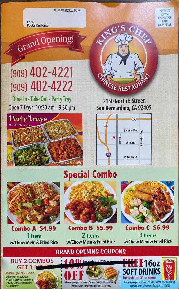 Kings Chef | restaurant | 2150 N E St, San Bernardino, CA 92405, USA | 9094024222 OR +1 909-402-4222