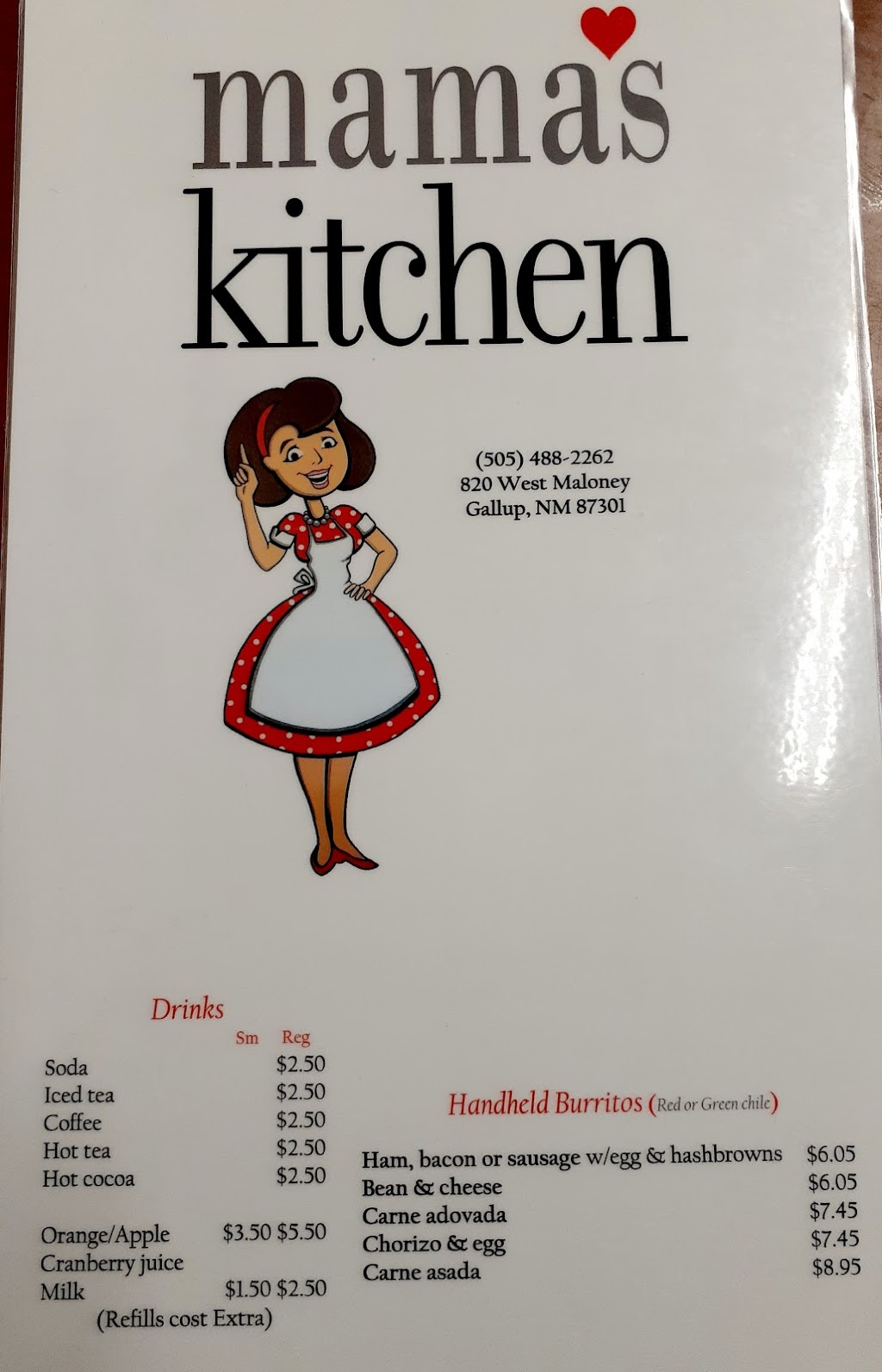 Mamas Kitchen | restaurant | 820 W Maloney Ave, Gallup, NM 87301, USA | 5054882262 OR +1 505-488-2262