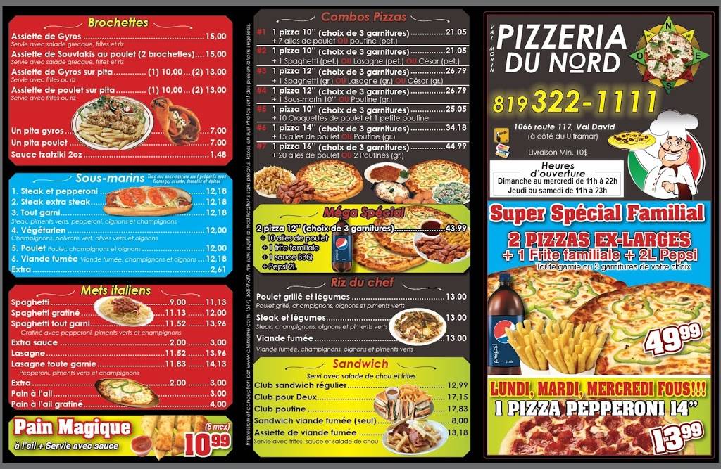 Pizza du Nord Val David | meal delivery | 1066 QC-117, Val-David, QC J0T 2N0, Canada | 8193221111 OR +1 819-322-1111