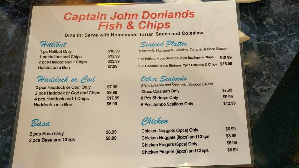Captain John Donlands Fish & Chips | restaurant | 373 Donlands Ave, East York, ON M4J 3S2, Canada | 4164223474 OR +1 416-422-3474