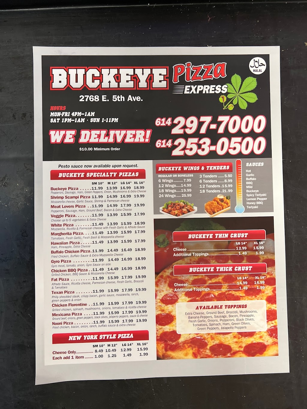 Buckeye pizza express | restaurant | 2768 E 5th Ave, Columbus, OH 43219, USA | 6142977000 OR +1 614-297-7000