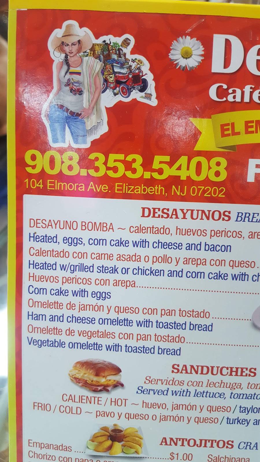 Deisys Cafe Bakery "El empanadazo" | restaurant | 104 Elmora Ave, Elizabeth, NJ 07202, USA | 9083535408 OR +1 908-353-5408