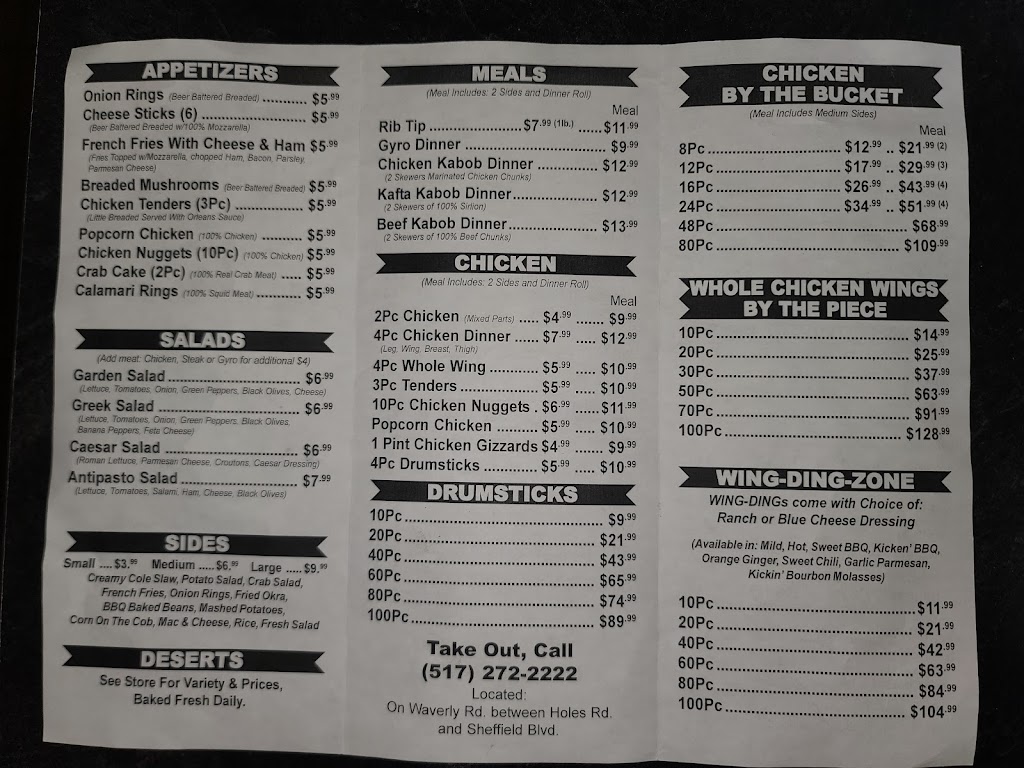 Wallys fish & chicken | restaurant | 3530 S Waverly Rd, Lansing, MI 48911, USA | 5172722222 OR +1 517-272-2222