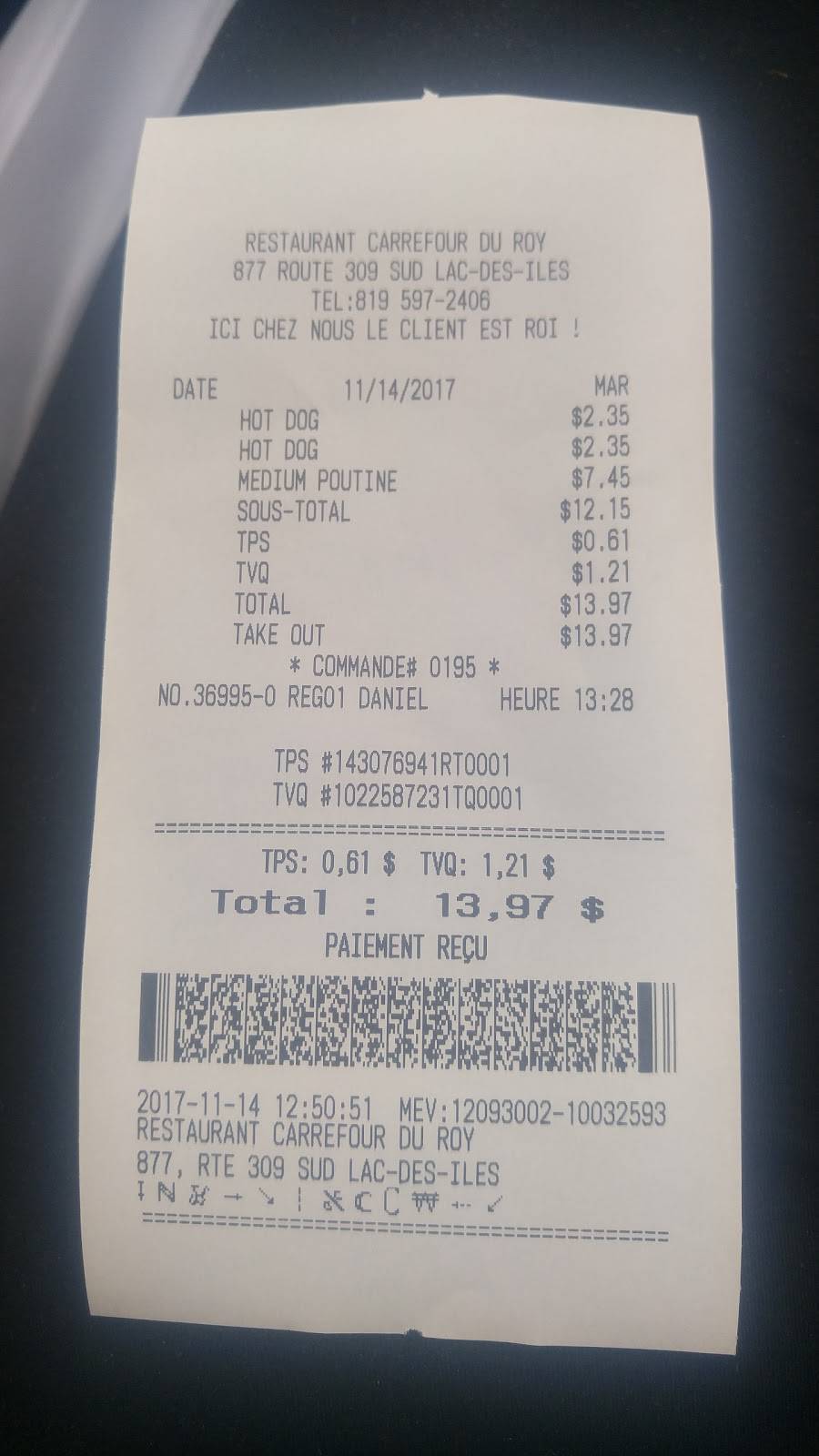 Restaurant Carrefour Du Roy | restaurant | 877 QC-309, Lac-des-Îles, QC J0W 1J0, Canada | 8195972406 OR +1 819-597-2406