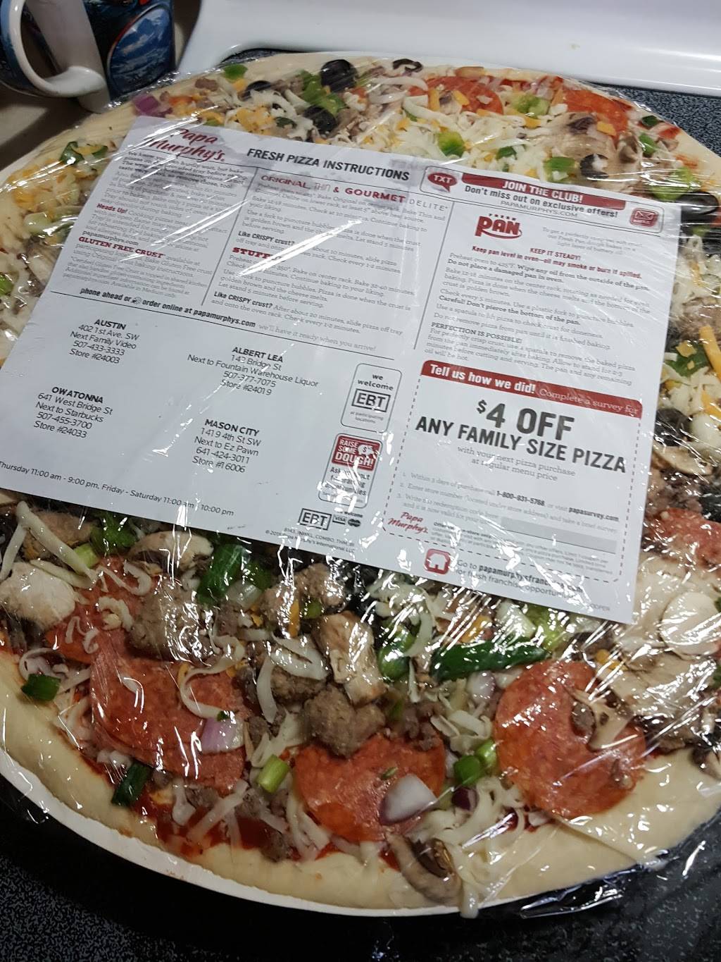 Papa Murphys Take N Bake Pizza | meal takeaway | 1419 4th St SW, Mason City, IA 50401, USA | 6414243011 OR +1 641-424-3011