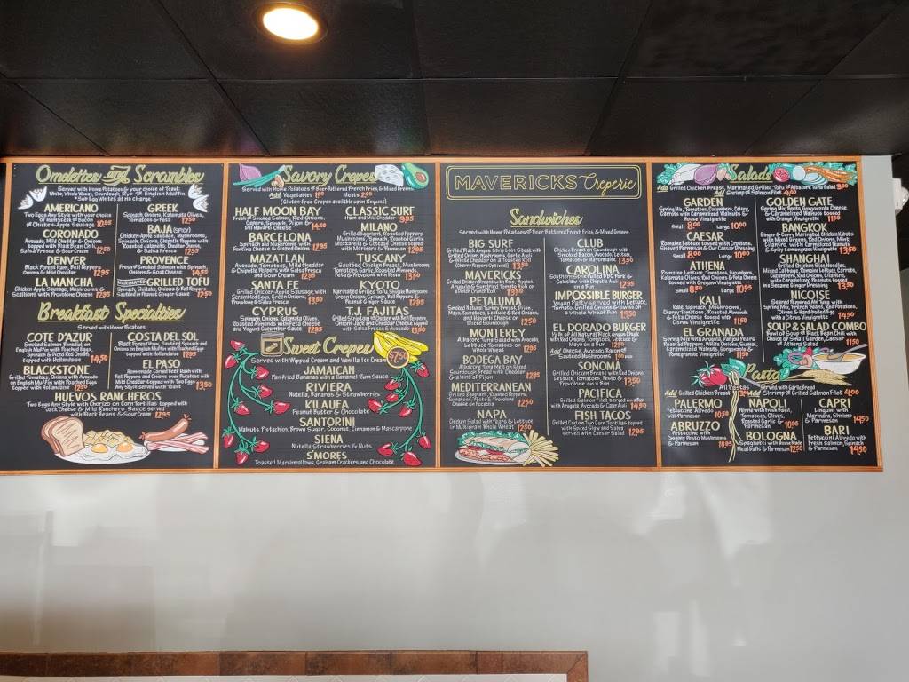 Mavericks Creperie | restaurant | 146 San Mateo Rd, Half Moon Bay, CA 94019, USA | 6507135298 OR +1 650-713-5298