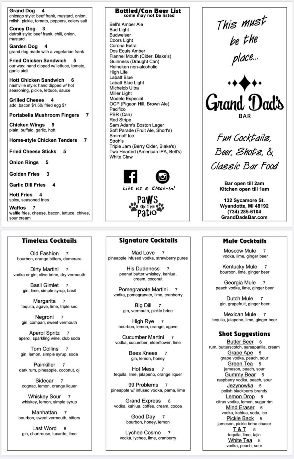 Grand Dads Bar | restaurant | 132 Sycamore St, Wyandotte, MI 48192, USA | 7342856104 OR +1 734-285-6104