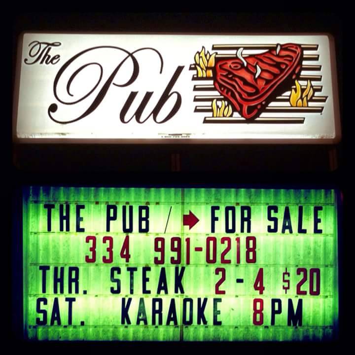 The Pub | restaurant | 2452 Kowaliga Rd, Eclectic, AL 36024, USA | 3345412622 OR +1 334-541-2622