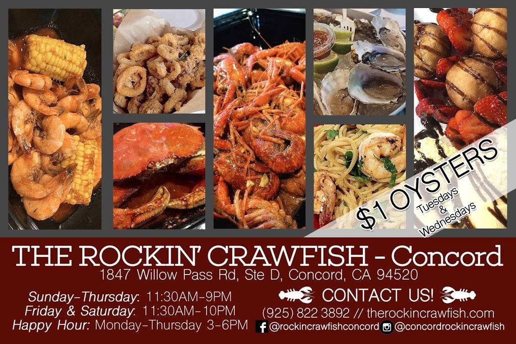 Rockin Crawfish, Concord | restaurant | 1847 Willow Pass Rd STE D, Concord, CA 94520, USA | 9258223892 OR +1 925-822-3892