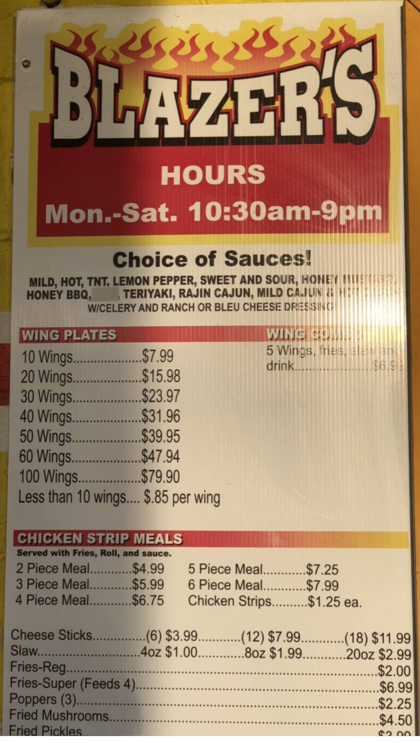 Blazers Hotwings Of Elberton | restaurant | 500 Hartwell Hwy, Elberton, GA 30635, USA | 7062131372 OR +1 706-213-1372