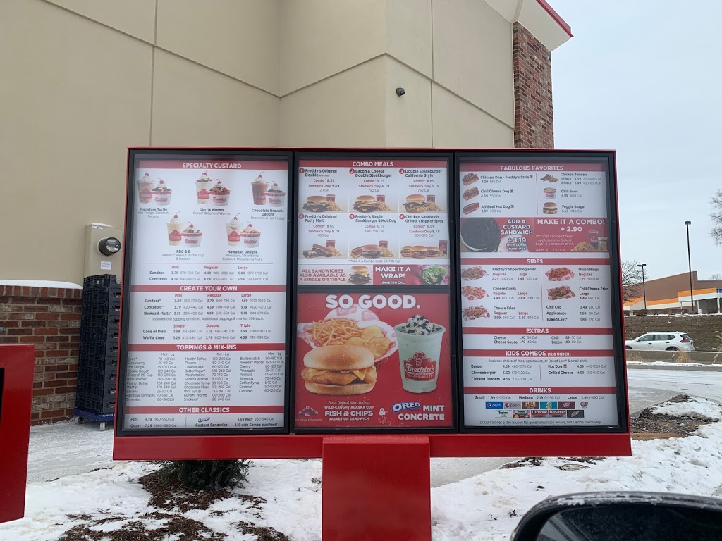 Freddys Frozen Custard & Steakburgers | restaurant | 947 NW Plaza, St Ann, MO 63074, USA | 3142797729 OR +1 314-279-7729