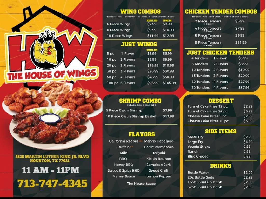 House of Wings | restaurant | 5836 Martin Luther King Blvd, Houston, TX 77021, USA | 7134699464 OR +1 713-469-9464