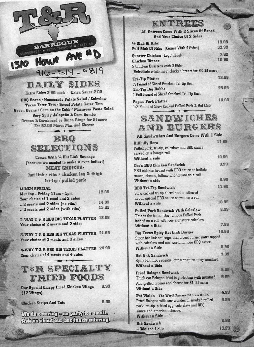 T&R Taste of Texas BBQ | restaurant | 1310 Howe Ave #D, Sacramento, CA 95825, USA | 9165140819 OR +1 916-514-0819