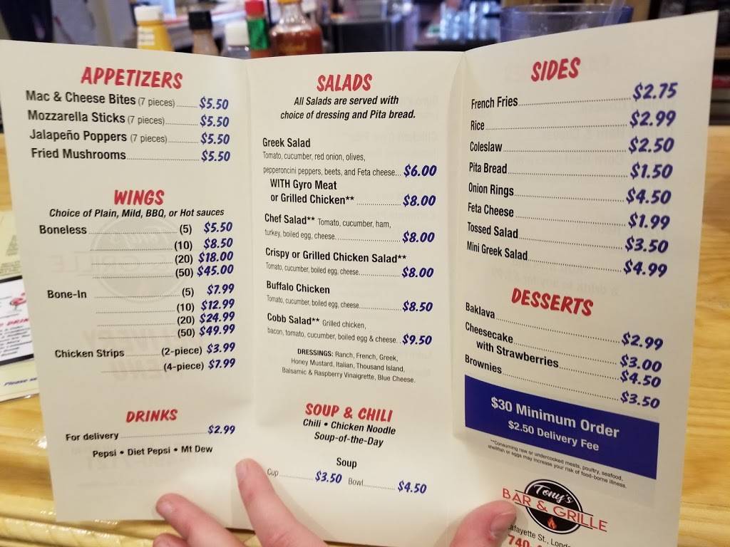 Tonys Bar & Grille | restaurant | 247 Lafayette St, London, OH 43140, USA | 7404907121 OR +1 740-490-7121