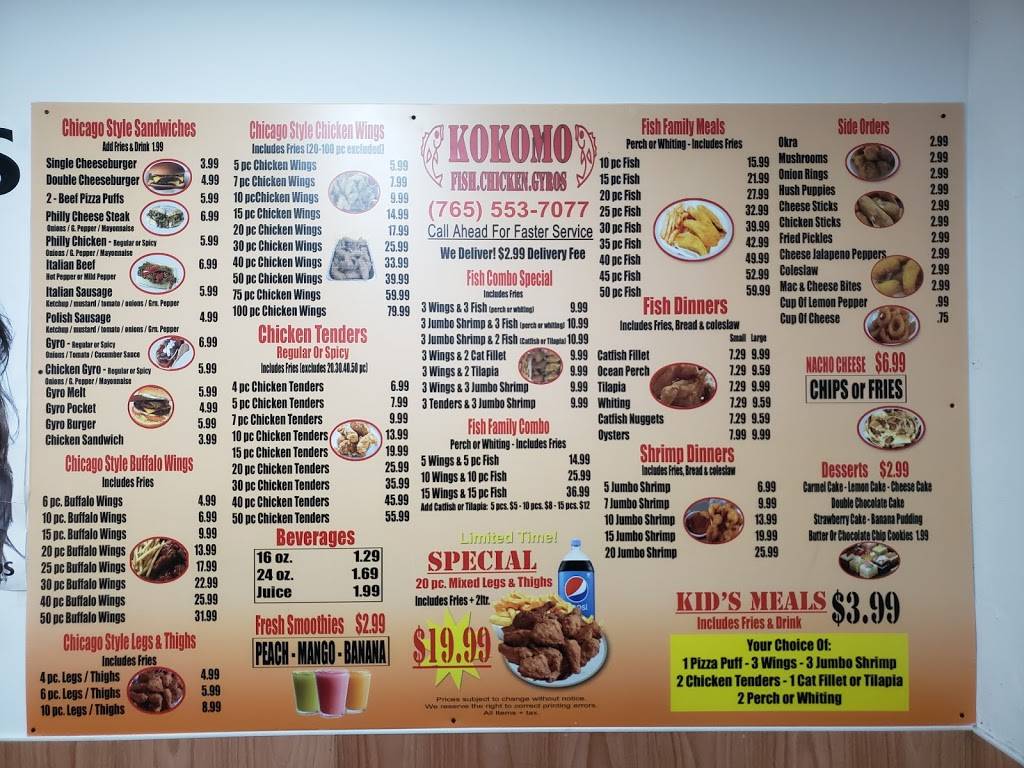 Kokomo Fish Chicken & Gyros | restaurant | 400 N Apperson Way, Kokomo, IN 46901, USA | 7655537077 OR +1 765-553-7077