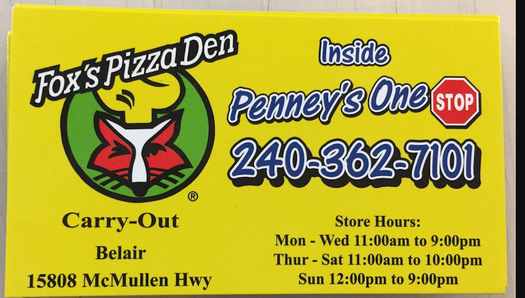 Foxs Pizza Den | restaurant | 15808 McMullen Hwy SW, Cumberland, MD 21502, USA | 2403627101 OR +1 240-362-7101