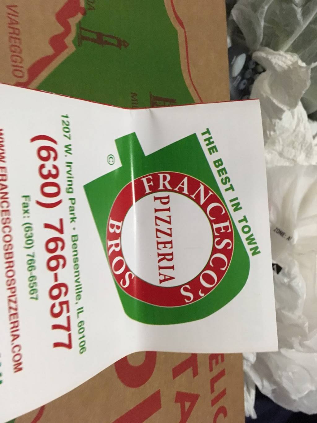 Francescos Bros Pizzeria | meal delivery | 1207 W Irving Park Rd, Bensenville, IL 60106, USA | 6307666577 OR +1 630-766-6577