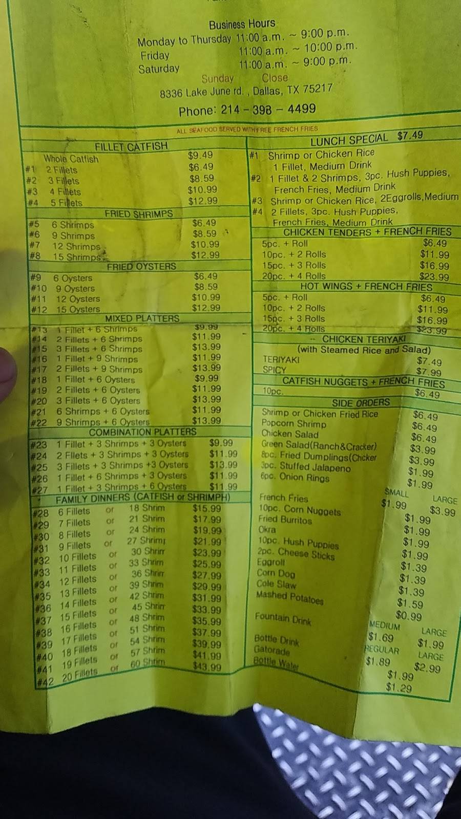 Johns Seafood | restaurant | 8336 Lake June Rd, Dallas, TX 75217, USA | 2143984499 OR +1 214-398-4499