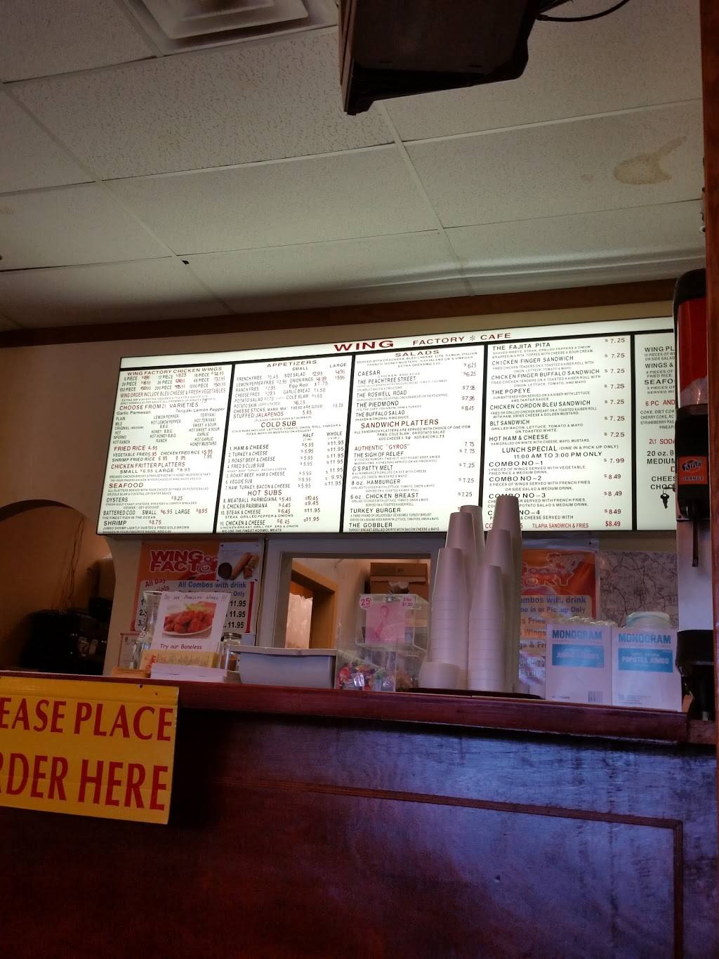 Wing Factory Cafe | restaurant | 840 Ernest W Barrett Pkwy NW, Kennesaw, GA 30144, USA | 7707949373 OR +1 770-794-9373