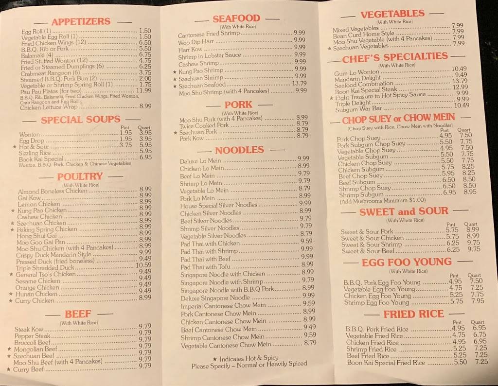 Boon Kai Restaurant | restaurant | 1252 S Commerce Rd, Walled Lake, MI 48390, USA | 2486245353 OR +1 248-624-5353