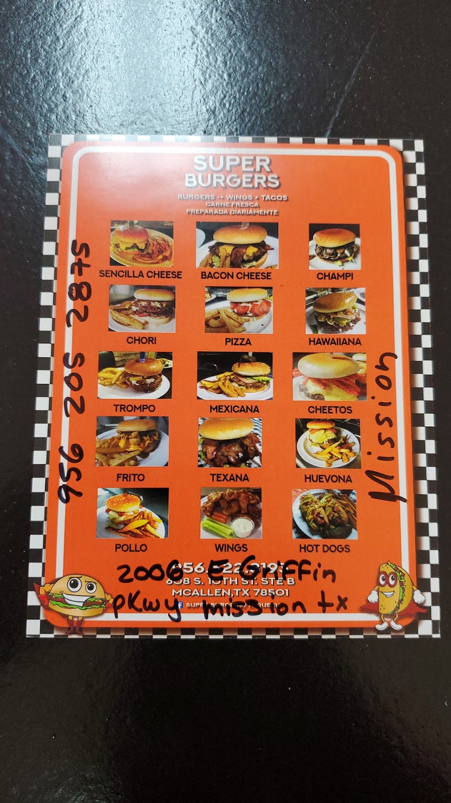 SUPER BURGERS/MISSION | restaurant | 2006 E Griffin Pkwy, Mission, TX 78572, USA | 9562052875 OR +1 956-205-2875