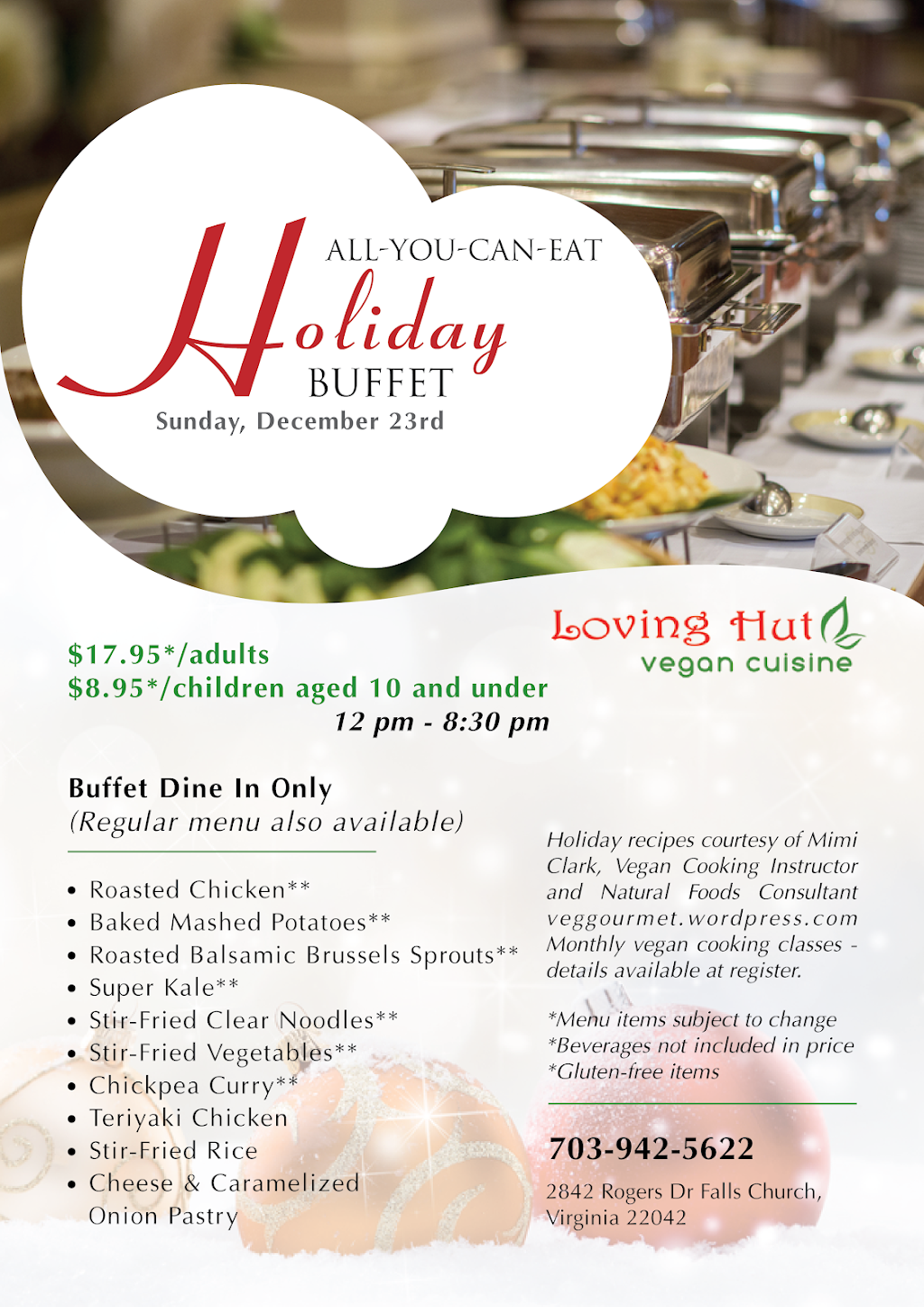 Loving Hut Falls Church | restaurant | 2842 Rogers Dr, Falls Church, VA 22042, USA | 7039425622 OR +1 703-942-5622