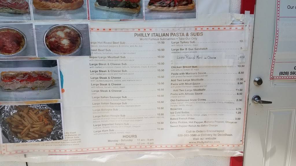Philly Italian Pastas & Subs | restaurant | 2768 Asheville Hwy, Canton, NC 28716, USA | 8285933580 OR +1 828-593-3580