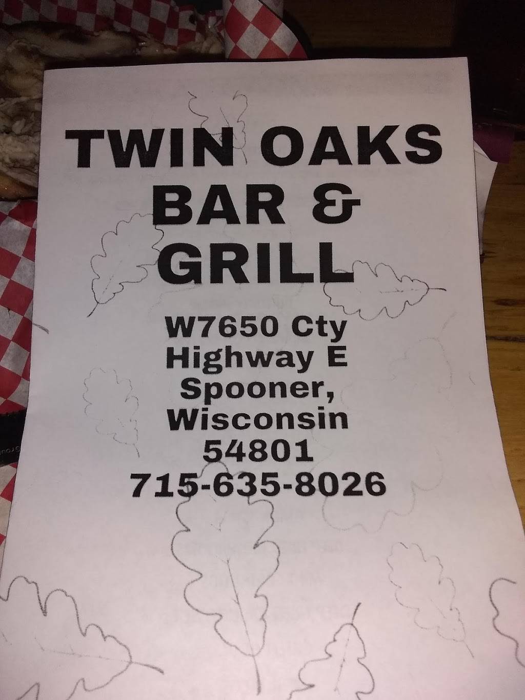 Twin Oaks Bar & Grill | restaurant | W7650 County Hwy E, Spooner, WI 54801, USA | 7156358026 OR +1 715-635-8026