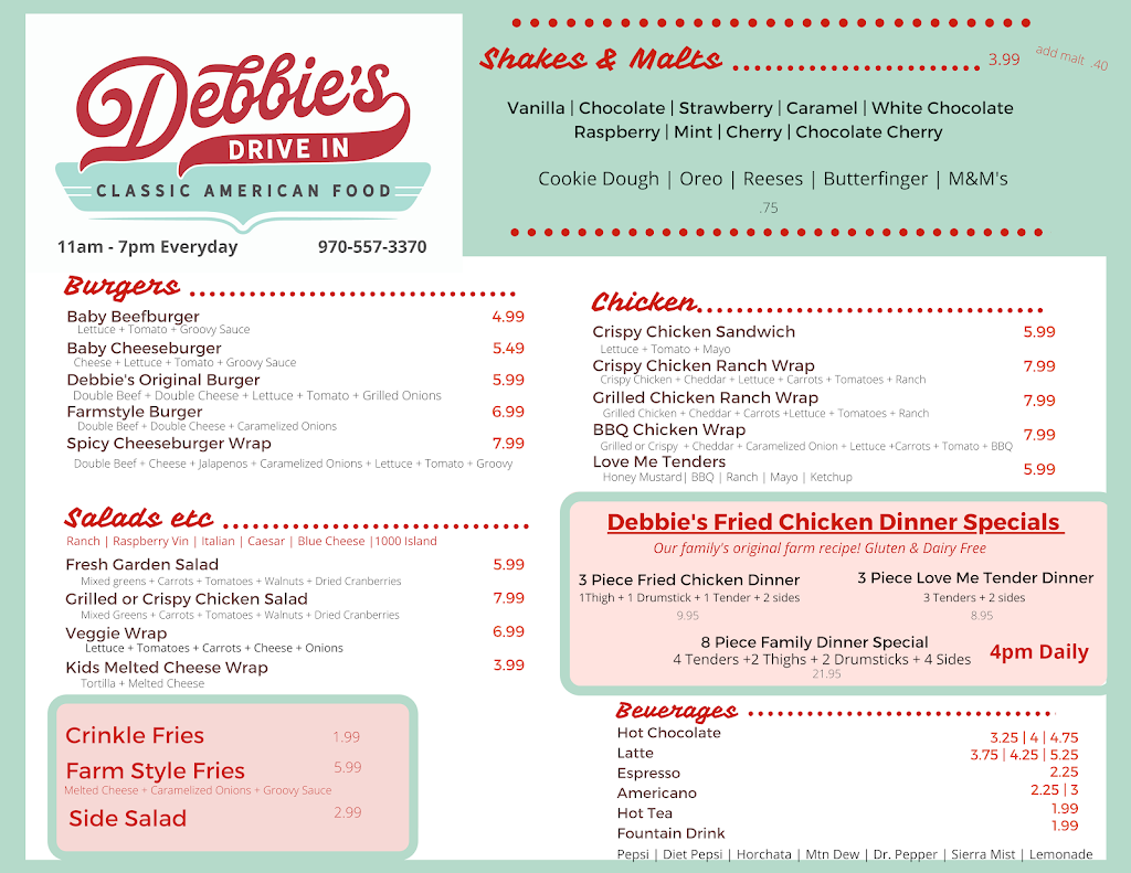 Debbies Drive In | restaurant | 663 W Agate Ave, Granby, CO 80446, USA | 9705573370 OR +1 970-557-3370