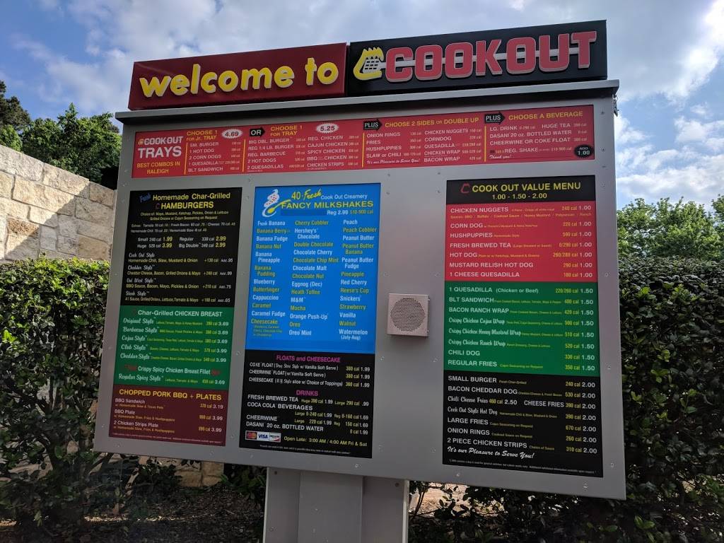 Cook Out | restaurant | 3244 Capital Blvd, Raleigh, NC 27604, USA | 9198628281 OR +1 919-862-8281