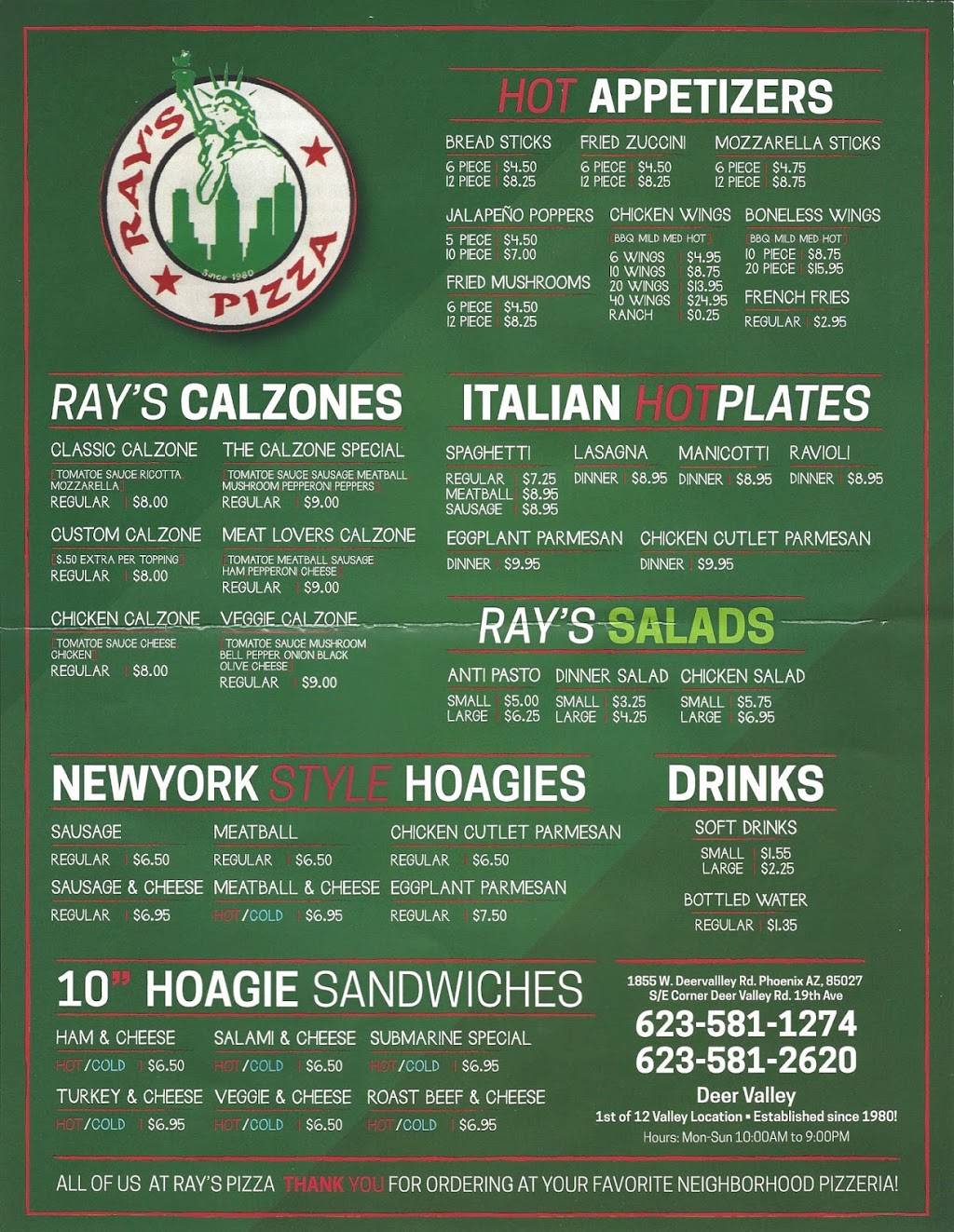 Rays Pizza | restaurant | 1855 W Deer Valley Rd #103, Phoenix, AZ 85027, USA | 6235811274 OR +1 623-581-1274