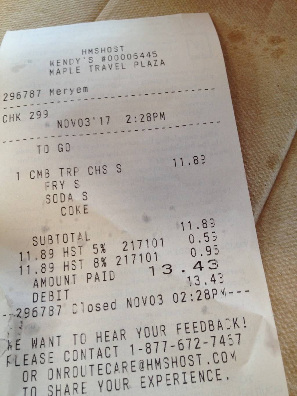 Wendys | restaurant | 11200 Highway 400 South, Maple, ON L6A 1S8, Canada | 9053032732 OR +1 905-303-2732
