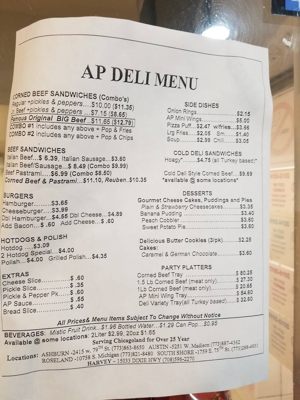 A P Deli III | restaurant | 1421, 15033 Dixie Hwy, Harvey, IL 60426, USA | 7085962270 OR +1 708-596-2270