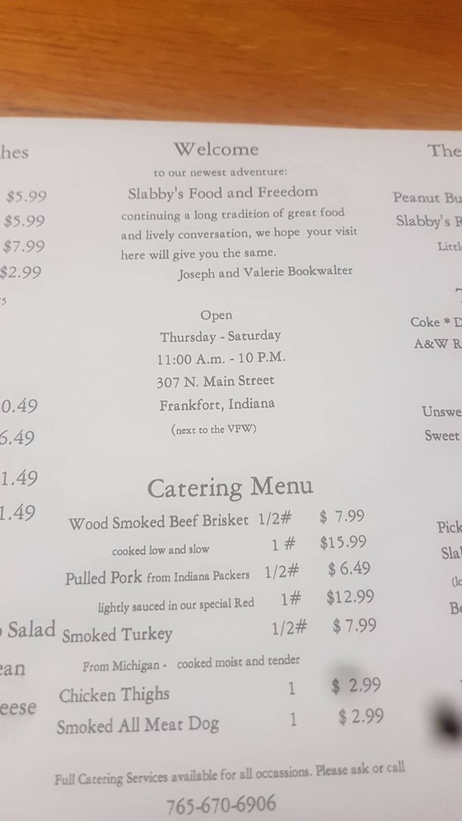 Slabbys Fun & Freedom | restaurant | 307 N Main St, Frankfort, IN 46041, USA | 7656706906 OR +1 765-670-6906