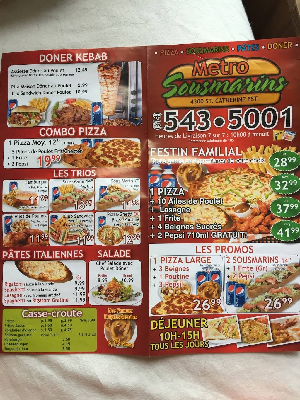 Restaurant Metro Sous-marins | restaurant | 4300 Rue Sainte-Catherine E, Montréal, QC H1V 2L8, Canada | 5145435001 OR +1 514-543-5001