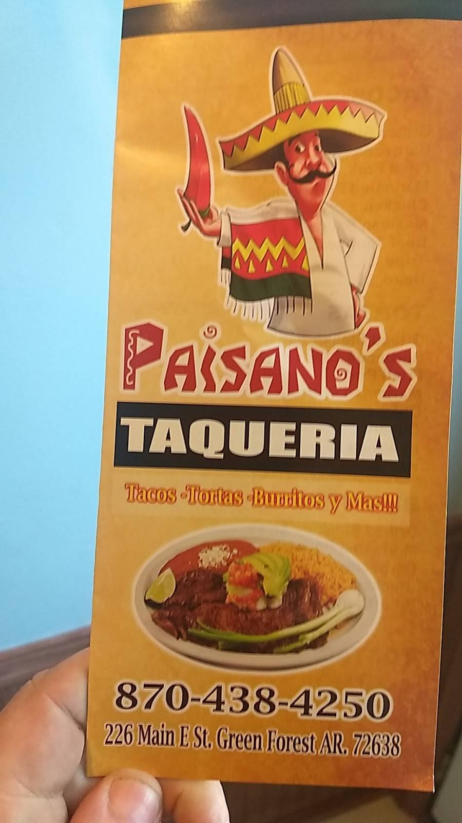 Paisanos Taqueria | restaurant | 226 E Main St, Green Forest, AR 72638, USA | 8704384250 OR +1 870-438-4250