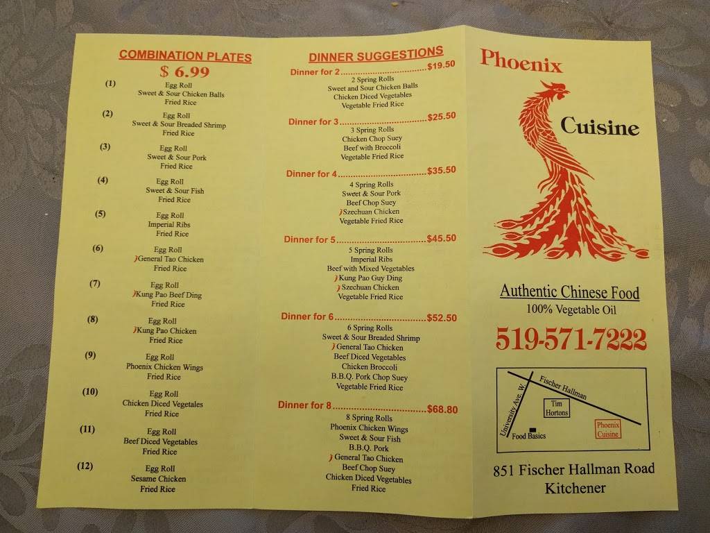 Phoenix Cuisine | restaurant | 851 Fischer-Hallman Rd #11, Kitchener, ON N2M 5N8, Canada | 5195717222 OR +1 519-571-7222