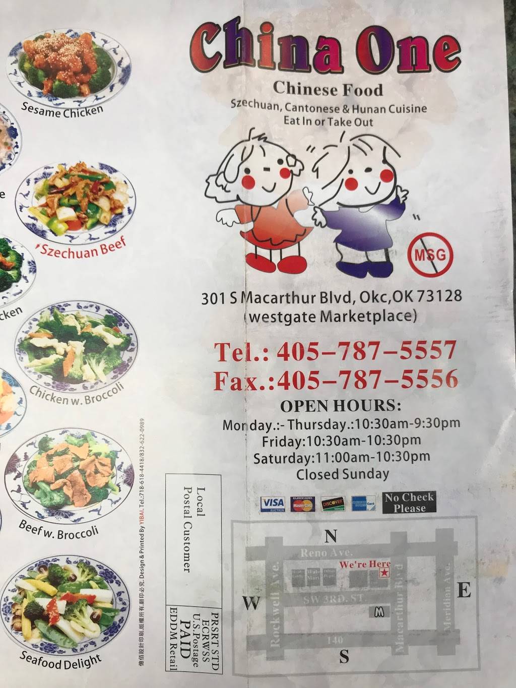 China One | restaurant | 1008, 301 S MacArthur Blvd, Oklahoma City, OK 73127, USA | 4057875557 OR +1 405-787-5557