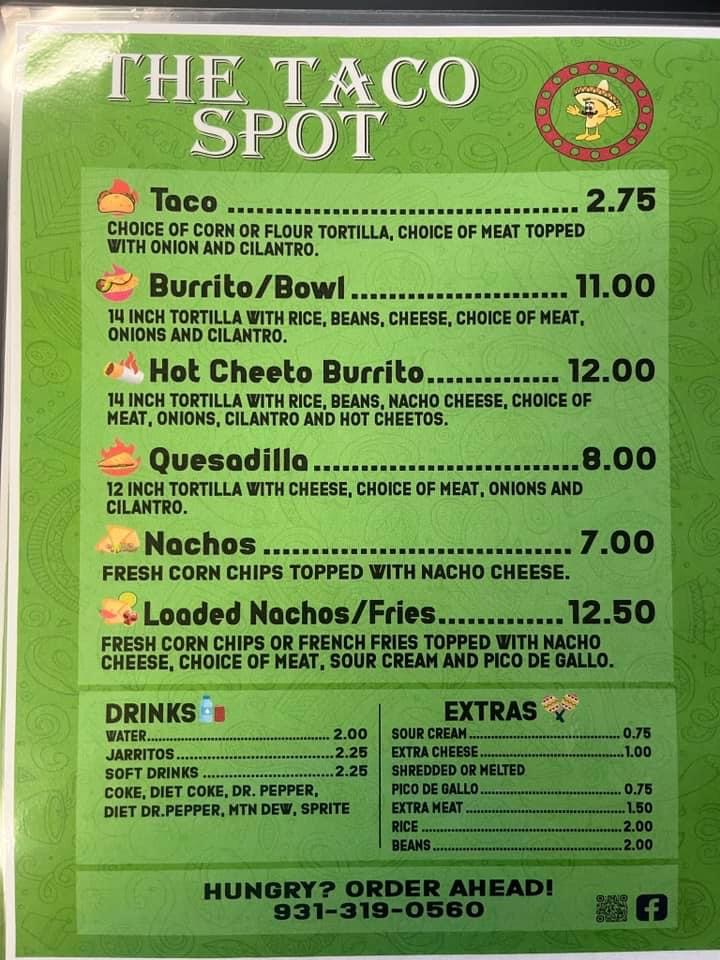 The Taco Spot | restaurant | 740 W Broad St, Cookeville, TN 38501, USA | 9313190560 OR +1 931-319-0560