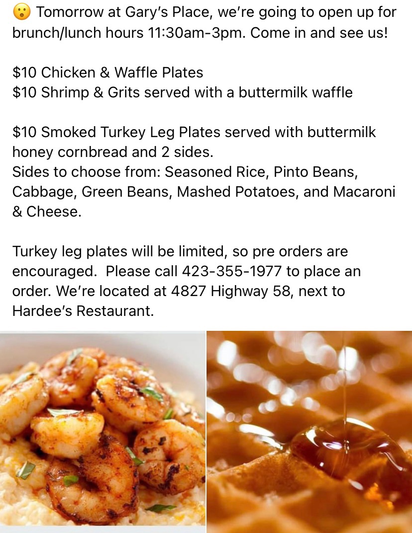 Gary’s Place | restaurant | 4827 TN-58, Chattanooga, TN 37416, USA | 4232069955 OR +1 423-206-9955