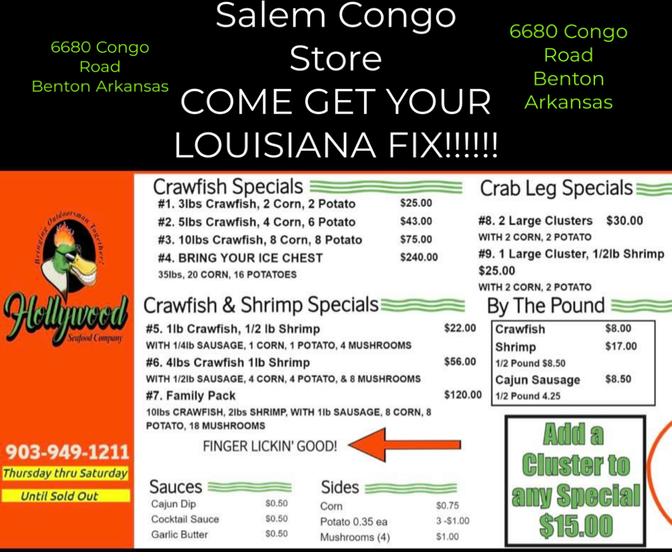 Hollywood Seafood Company | restaurant | 6637 Congo Rd, Benton, AR 72019, USA | 9039491211 OR +1 903-949-1211