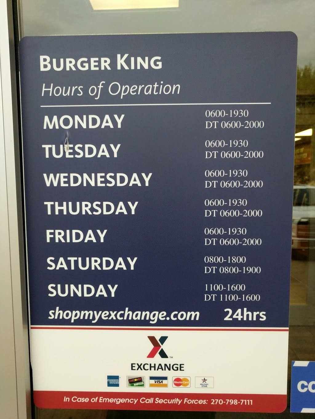 Burger King | restaurant | 5705 Screaming Eagle Blvd, Fort Campbell, TN 42223, USA | 9314316923 OR +1 931-431-6923