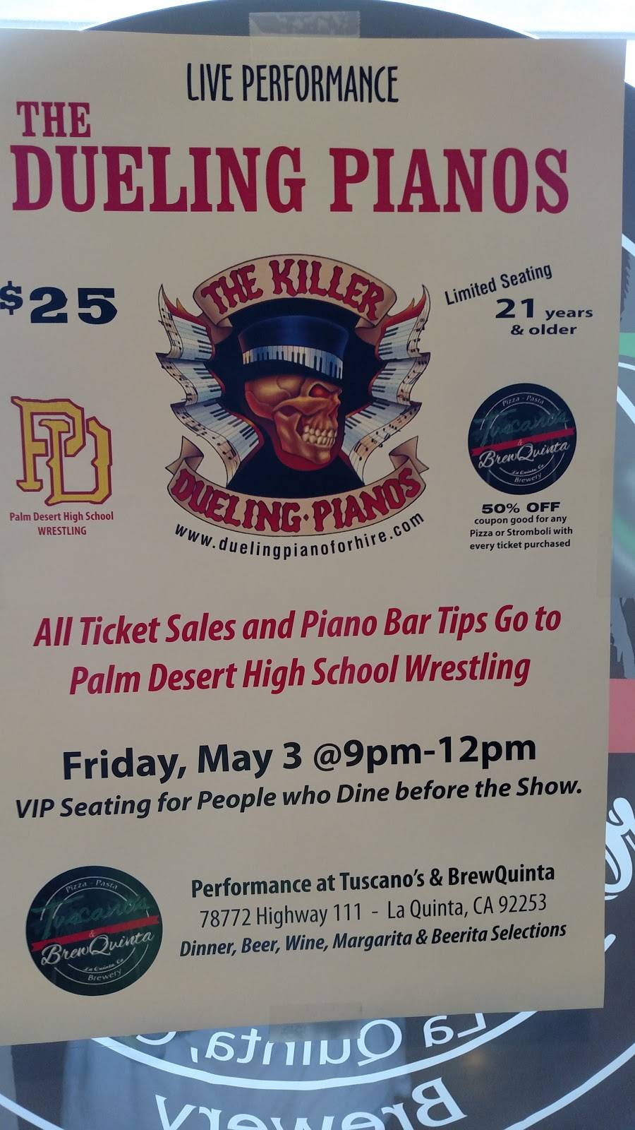 Tuscanos brewery and pizza | restaurant | 78772 CA-111, La Quinta, CA 92253, USA | 7606251129 OR +1 760-625-1129